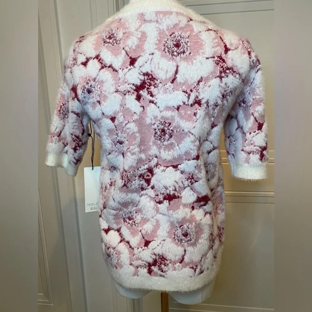 Rachel Zoe Pink and White Luxe Soft Floral Sweater NWT Women’s Small - Picture 3 of 7